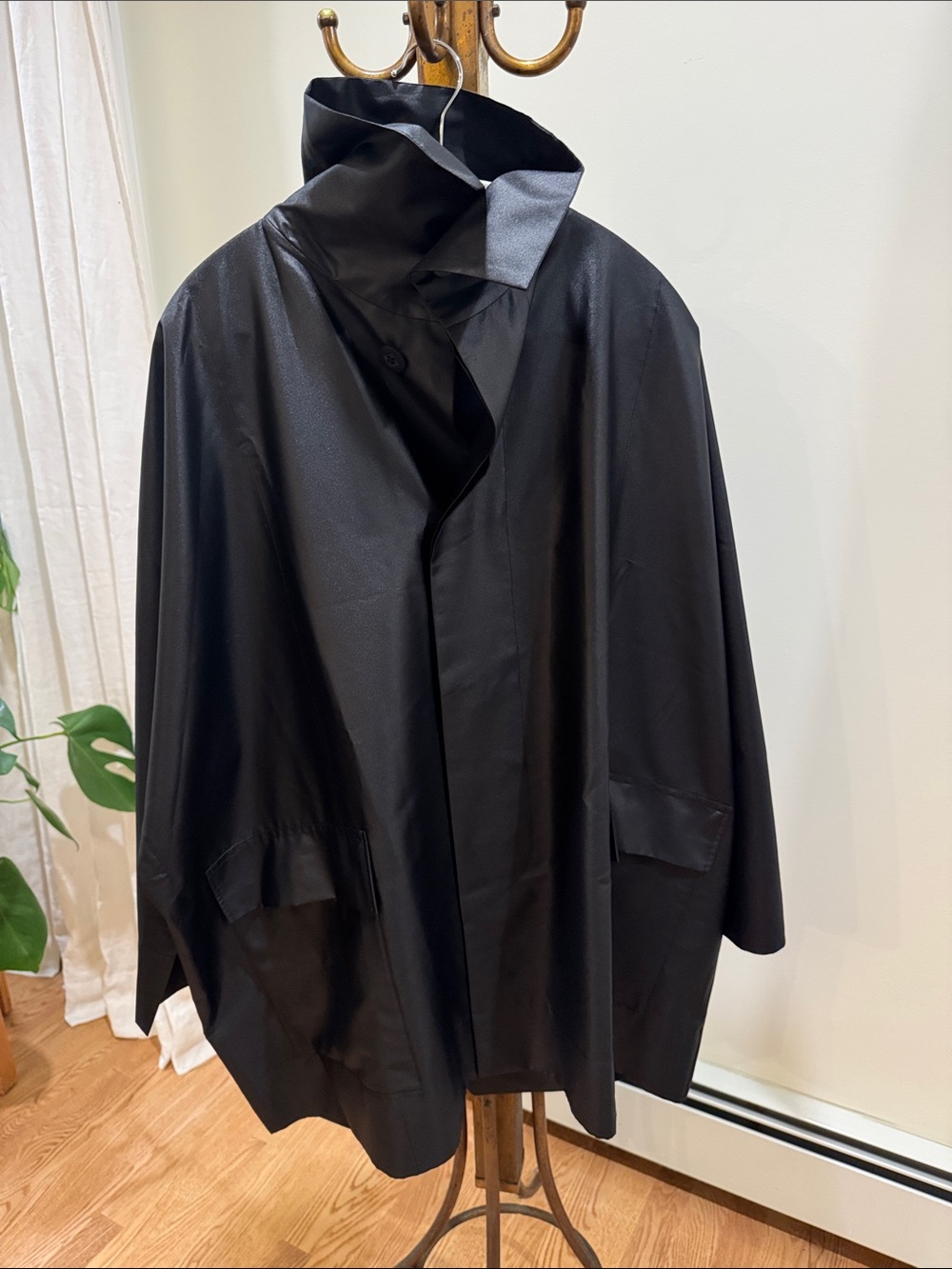 Issey Miyake Black Minimalist Button-Front Coat